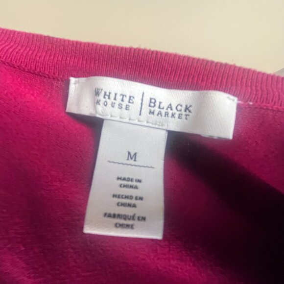 WHBM 3/4 Sleeve Cardigan Sweater Size M Red Black, Animal Print, Round Neckline - Picture 7 of 9